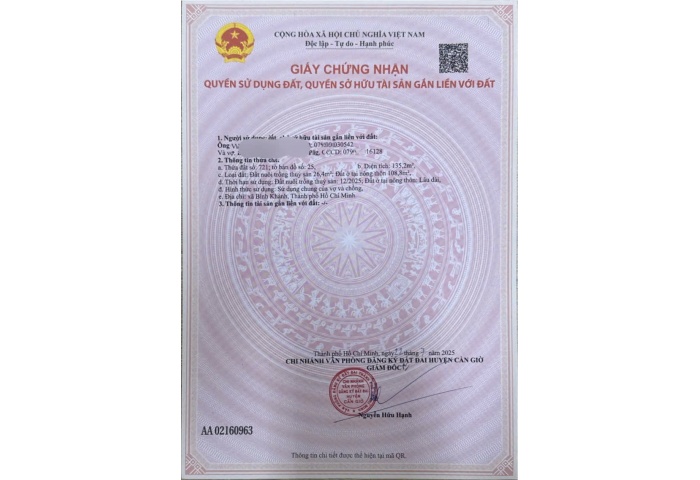 ĐẤT ĐƯỜNG BÊ TÔNG XÃ BÌNH KHÁNH CẦN GIỜ 10X16.3 GIÁ 1.79 TỈ